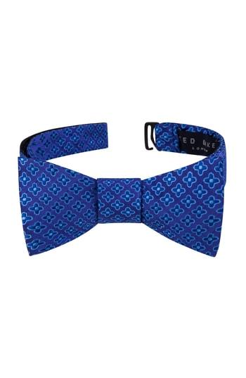 Men's Ted Baker London Small Flower Silk Bow Tie, Size - Blue