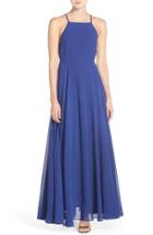 Women's Lulus Square Neck Halter Gown - Blue