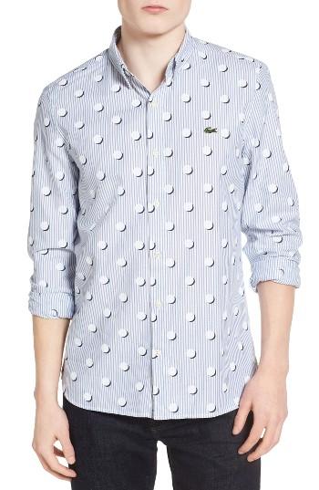 Men's Lacoste L!ve Dot Print Stripe Woven Shirt
