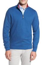 Men's David Donahue Melange Quarter Zip Pullover, Size - Blue