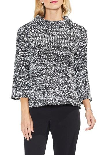 Women's Vince Camuto Metallic Knit Mock Neck Top - Black
