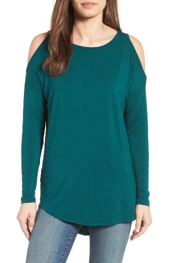 Women's Bobeau Cold Shoulder High/low Top - Green