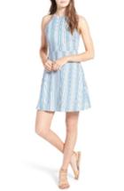 Women's Lush Stripe Linen & Cotton High Neck Dress - Ivory