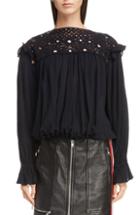 Women's Isabel Marant Etoile Rock Crochet Yoke Blouse Us / 34 Fr - Black