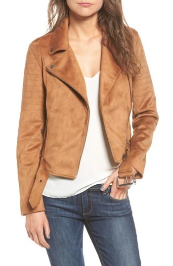 Women's Cupcakes And Cashmere Faux Suede Moto Jacket - Brown