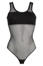 Women's Good American Mixed Fishnet Tube Bodysuit - Red