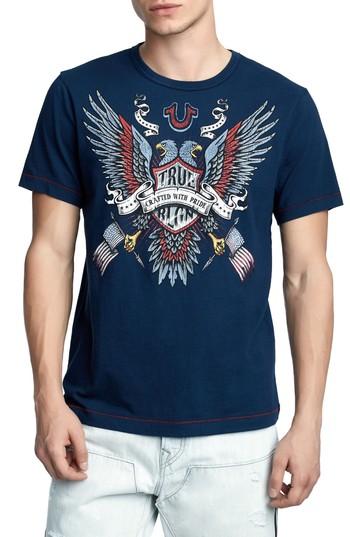 Men's True Religion Brand Jeans Crafted Eagle T-shirt - Blue
