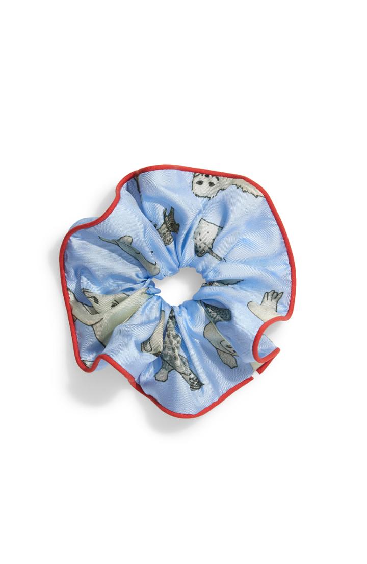 Cjw Winter Animals Silk Twill Scrunchie, Size - Blue
