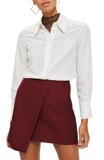 Women's Topshop Bonded Raw Edge Skirt Us (fits Like 0) - Burgundy