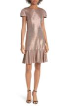 Women's Alice + Olivia Imani Ruffle Hem Metallic Textured Dress - Metallic