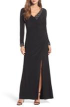 Women's Vince Camuto Embellished Side Tuck Jersey Gown