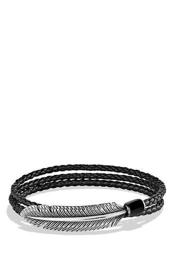 Men's David Yurman Southwest Triple-wrap Bracelet In Black Leather