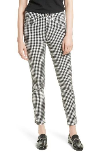 Women's Rag & Bone 10 Inch Gingham Capri Skinny Jeans - Black