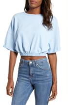 Women's Bp. Vintage Wash Crop Short Sleeve Sweatshirt, Size - Blue