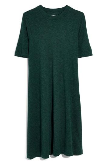 Women's Madewell Mock Neck Boxy T-shirt Dress, Size - Green