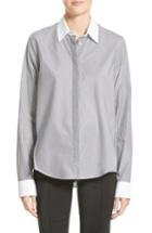 Women's Adam Lippes Stripe Cotton Trapeze Shirt - Black