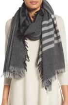 Women's Eileen Fisher Plaid Wool Blend Scarf, Size - Grey