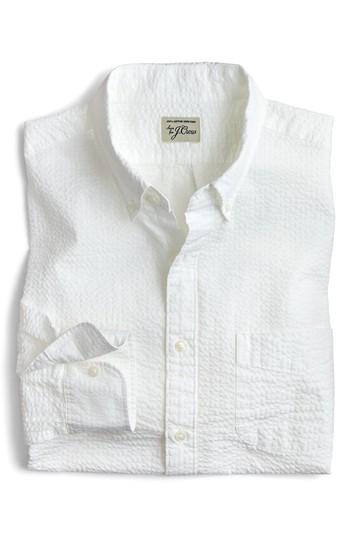 Men's J.crew Seersucker Sport Shirt - Pink