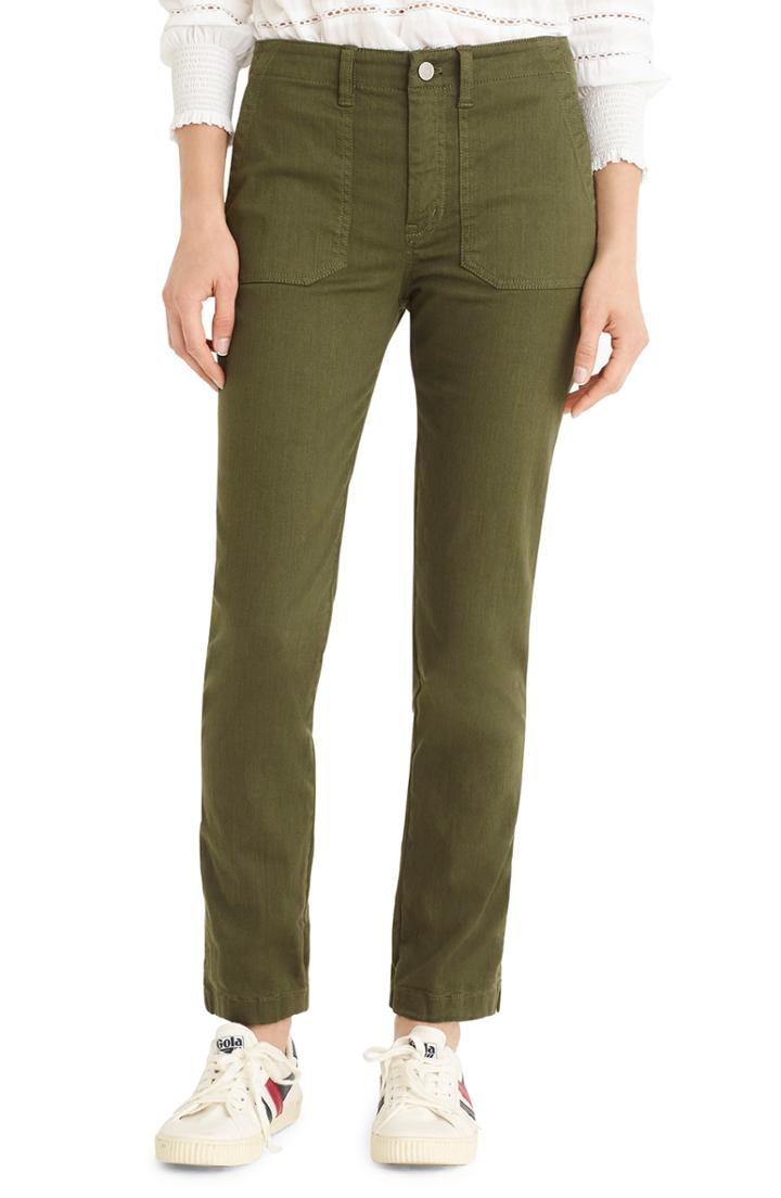 Women's J.crew Slub Sateen Straight Leg Cargo Pants