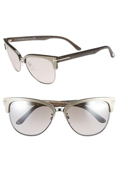 Women's Tom Ford 'fany' 59mm Retro Sunglasses - Grey/ Gradient/ Silver Mirror