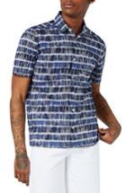Men's Topman Stripe Cotton Shirt, Size - Blue