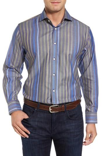Men's Thomas Dean Stripe Sport Shirt - Green