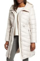 Women's Marc New York Velvet Trim Quilted Coat - Brown