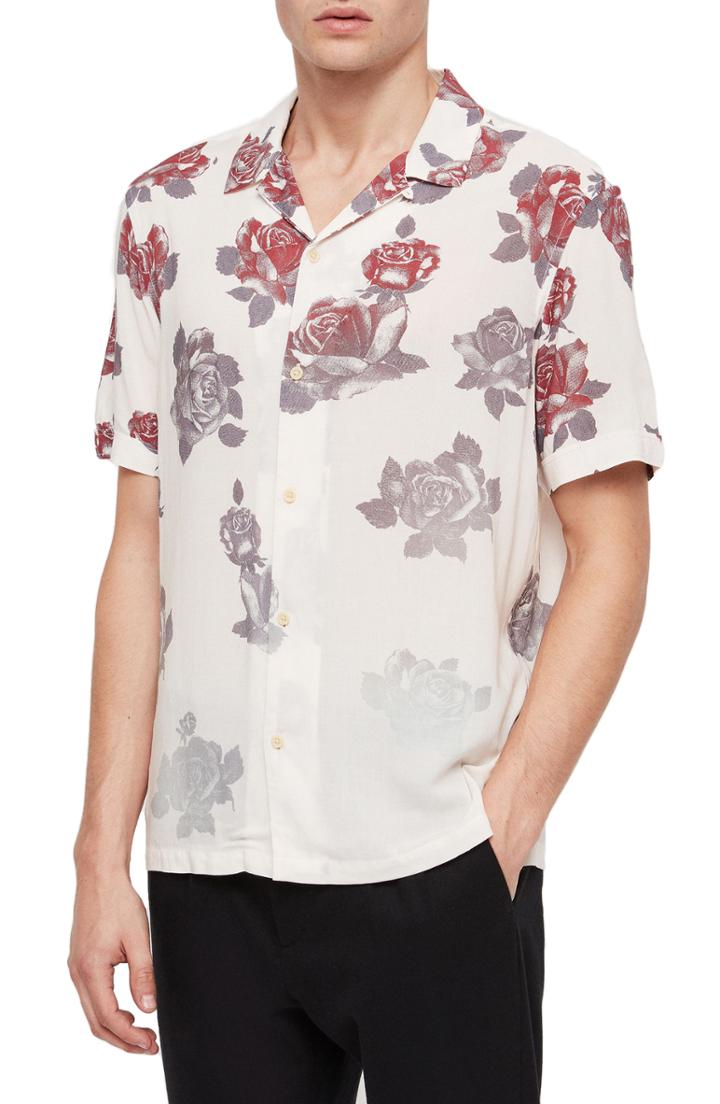 Men's Allsaints Thorn Regular Fit Short Sleeve Sport Shirt - Ivory
