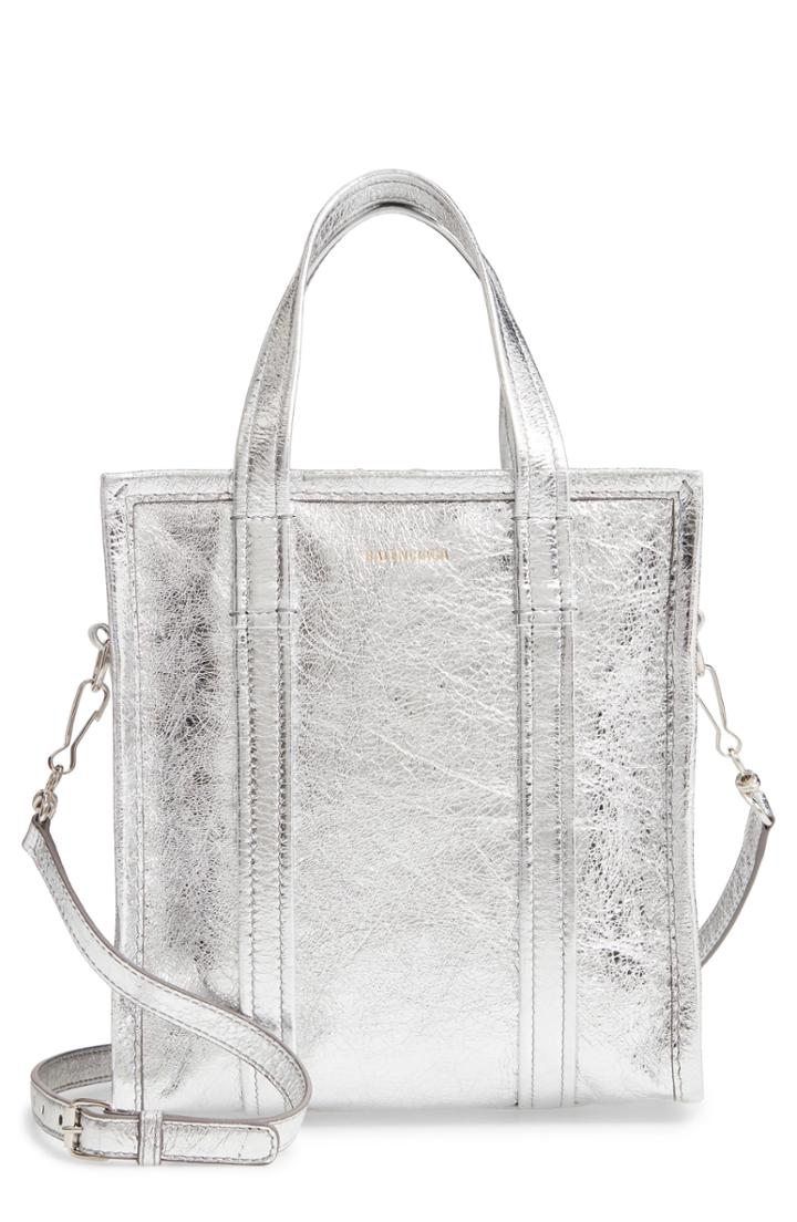 Balenciaga Extra Small Bazar Metallic Lambskin Leather Shopper -