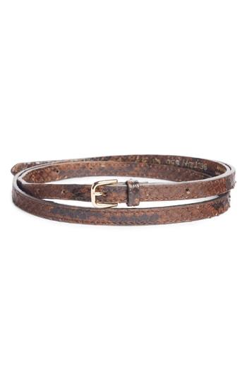 Women's Dries Van Noten Croc Embossed Skinny Belt - Brown