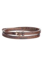 Women's Dries Van Noten Croc Embossed Skinny Belt - Brown