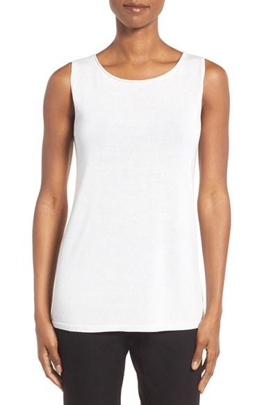 Women's Eileen Fisher Sleek Tencel Lyocell Knit Tank, Size - White