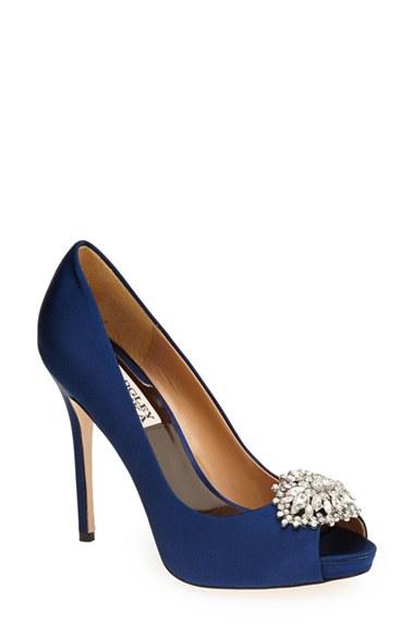 Women's Badgley Mischka 'jeannie' Crystal Trim Open Toe Pump M - Blue