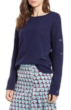 Women's Halogen Cashmere Button Sleeve Sweater, Size - Blue