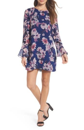 Women's Charles Henry Bell Sleeve Shift Dress - Blue