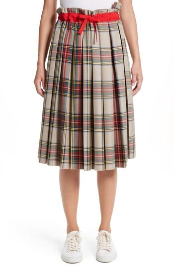 Women's Sofie D'hoore Pleated Technical Gabardine Skirt Us / 40 Fr - Beige