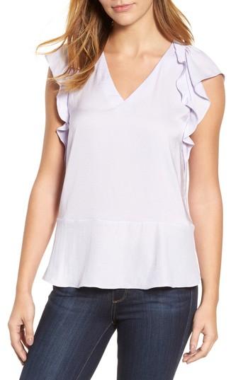 Women's Michael Michael Kors Flounce Ruffle Short Sleeve Top - Purple