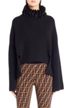 Women's Fendi Genuine Mink Fur Turtleneck Cashmere Sweater Us / 40 It - Black