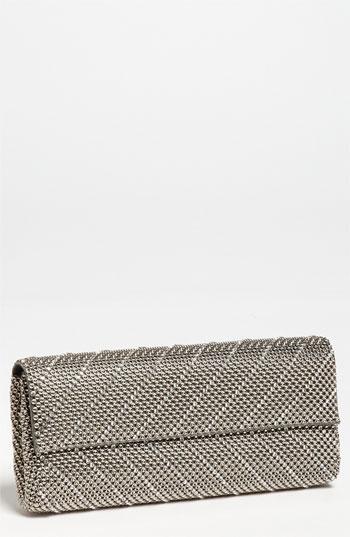 Whiting & Davis 'crystal Chevron' Flap Clutch - Grey