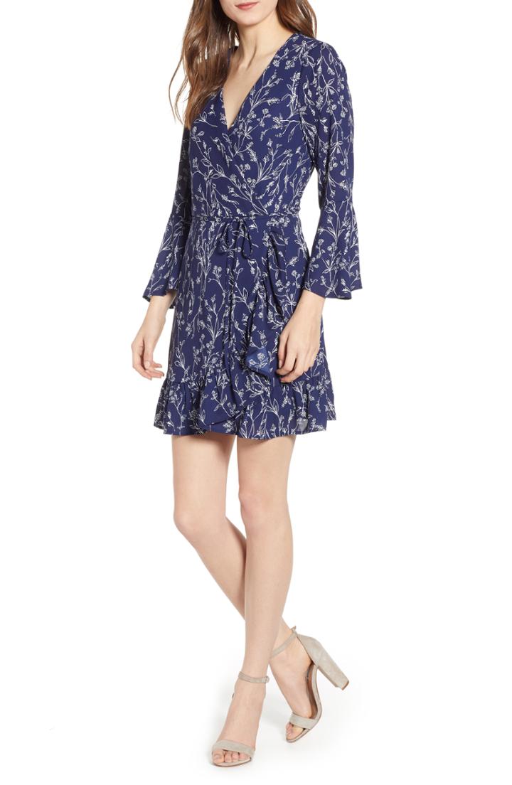 Women's Speechless Bell Cuff Wrap Minidress - Blue