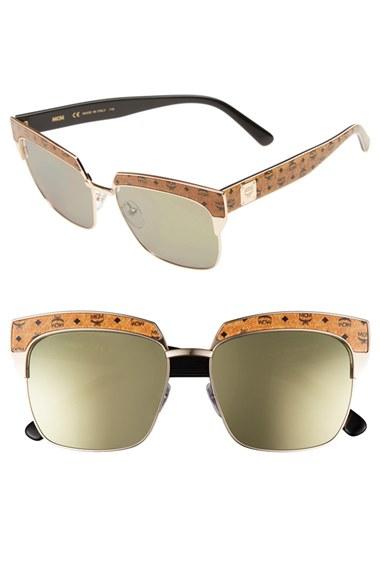 Women's Mcm 'visetos' 56mm Retro Sunglasses - Rose Gold/ Brown Visetos