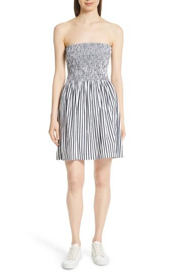 Women's Atm Anthony Thomas Melillo Ruched Cotton Poplin Dress - Blue
