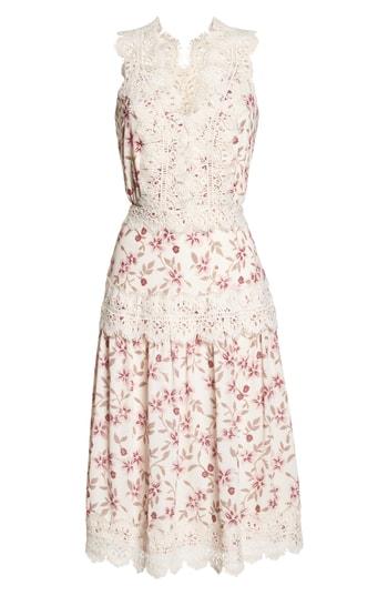 Women's Adelyn Rae Payton Lace Trim A-line Dress - Ivory
