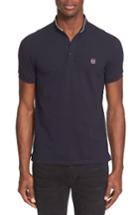 Men's The Kooples Sport Pipe Trim Band Collar Pique Polo - Blue