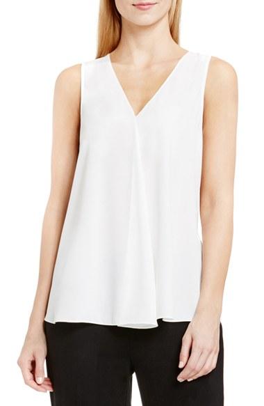 Women's Vince Camuto Drape Front V-neck Sleeveless Blouse - White