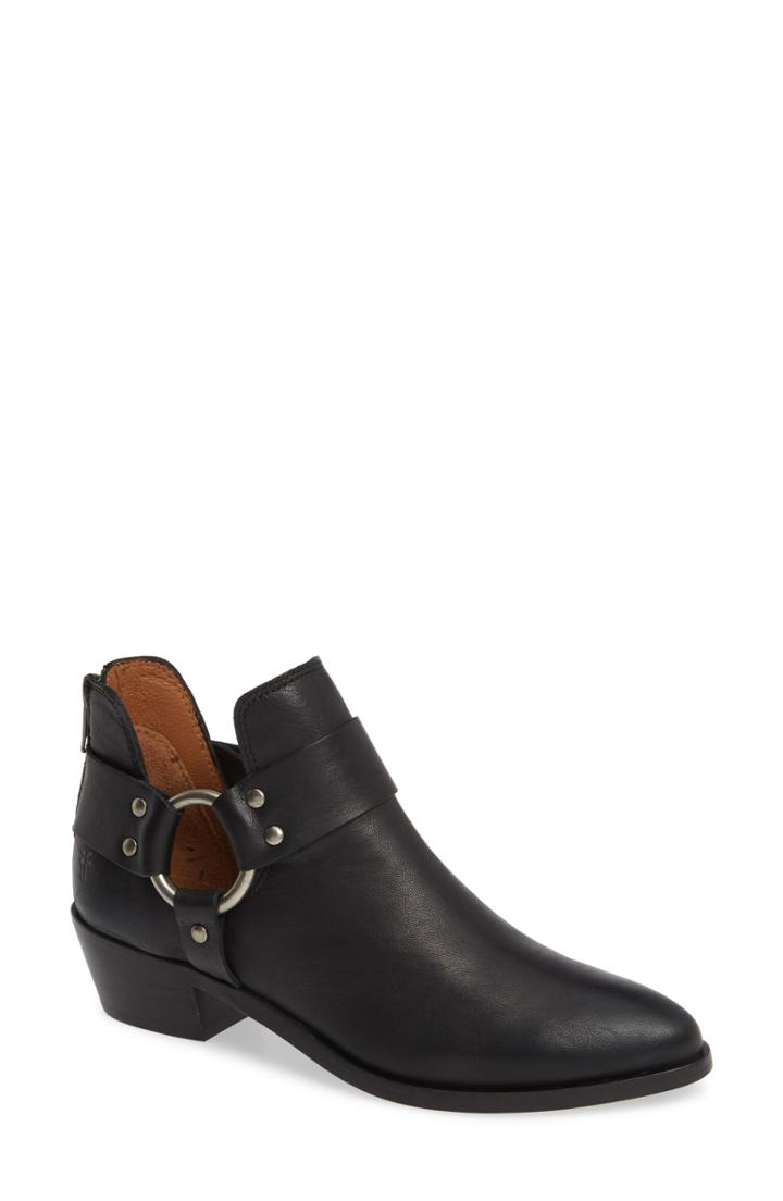 Women's Frye Ray Low Harness Bootie .5 M - Black