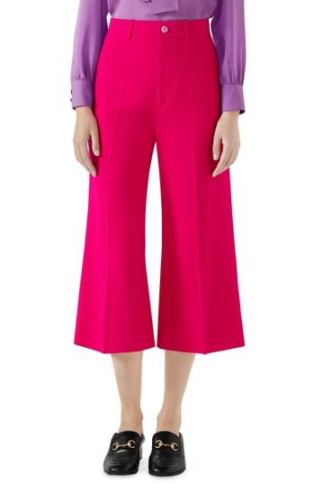 Women's Gucci Stretch Cady Wide Leg Crop Trousers Us / 38 It - Pink