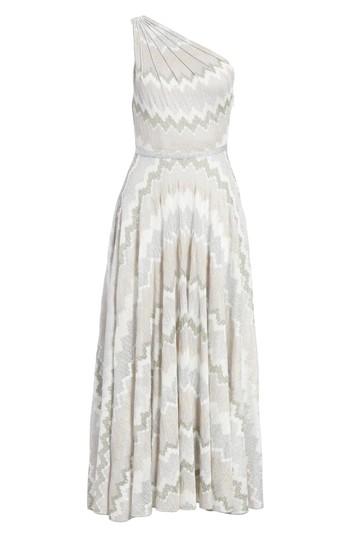 Women's Missoni Metallic Chevron One Shoulder Gown Us / 44 It - Metallic