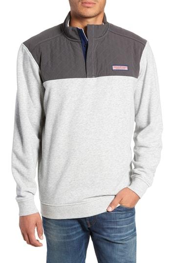 Men's Vineyard Vines Shep Colorblock Quilted Pullover - Grey