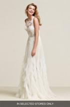 Women's Pronovias Draconia Lace & Pleated Tulle Gown, Size In Store Only - Ivory